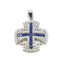 Sterling Silver Colored Pave Stone Jerusalem Cross Pendant